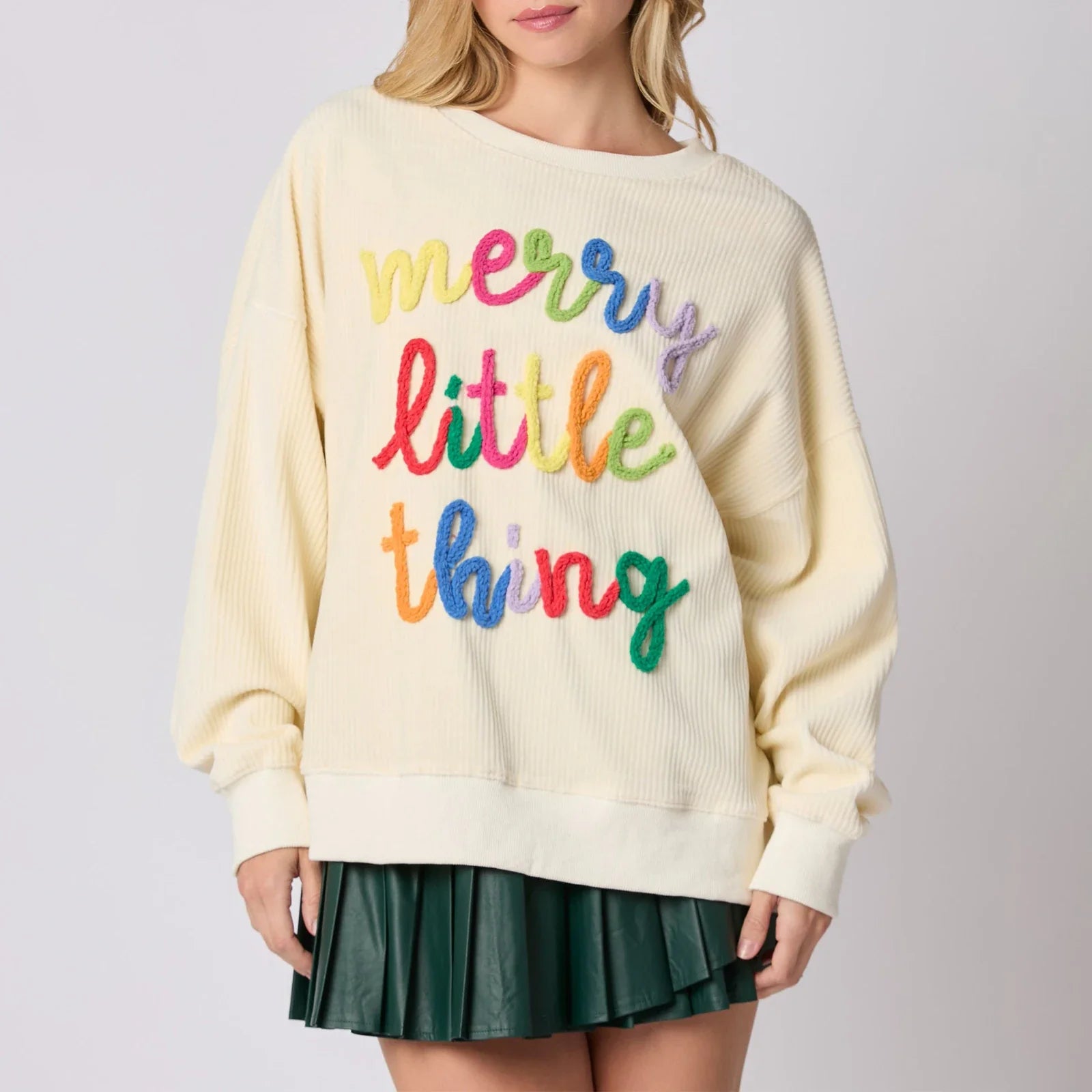 Merry Christmas Sweatshirt - Glitter Patch Crewneck Pullover - White / United States / S - T-Shirts - Sweatshirts