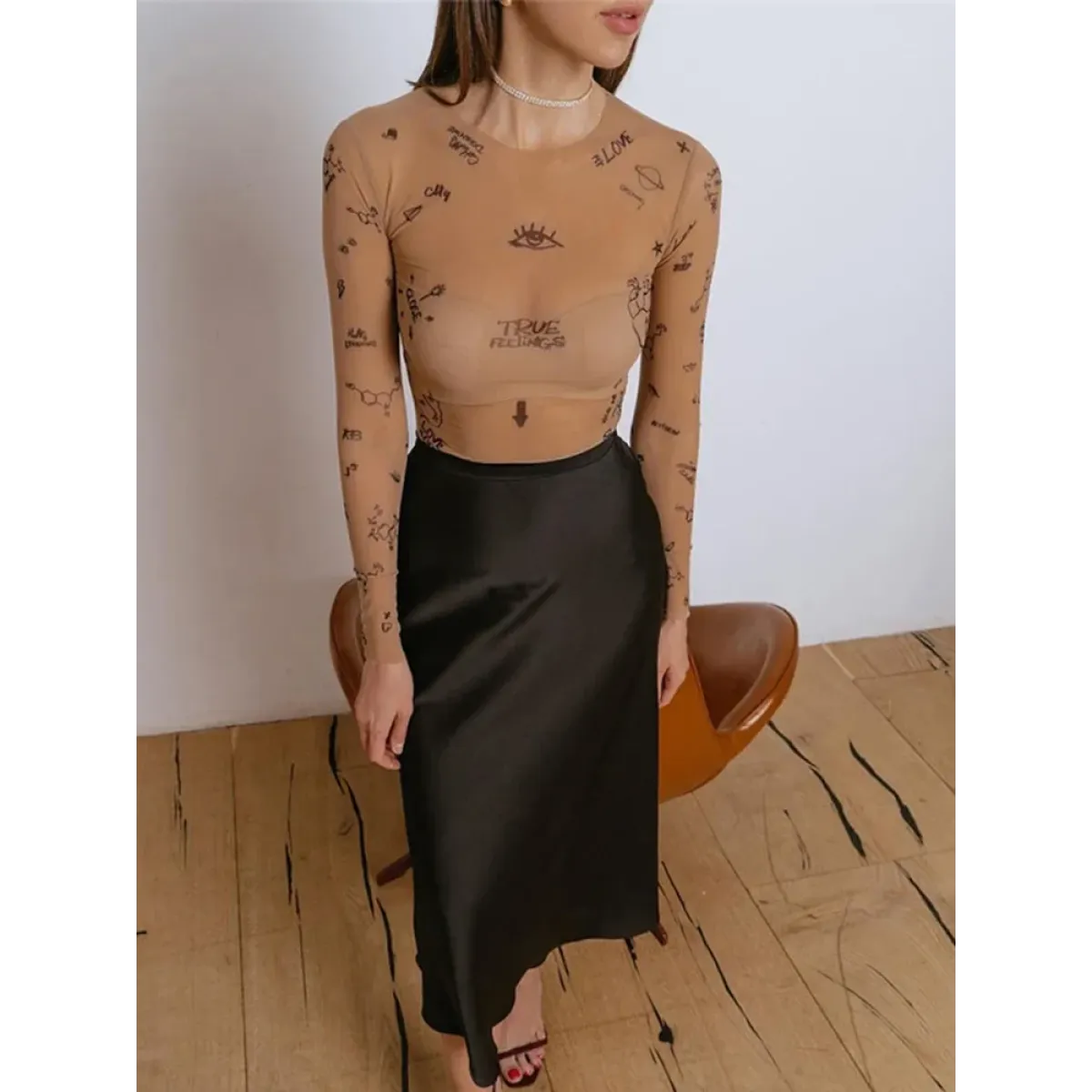 Harajuku Print Mesh Bodysuit - Women’s Clothing & Accessories - Bodysuits - 3