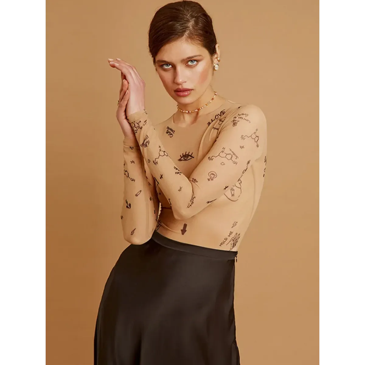 Harajuku Print Mesh Bodysuit - Women’s Clothing & Accessories - Bodysuits - 4