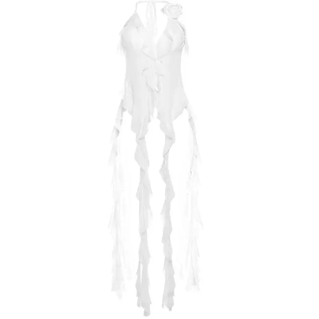 Fairycore Ruffle Mesh Halter Top - Women’s - Tops - 6