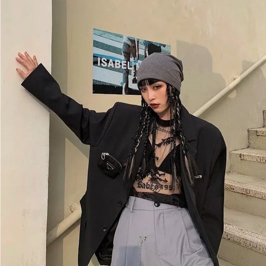 Y2K Mesh Lace Oversized See-Through Tee - T-Shirts - T-Shirt - 2