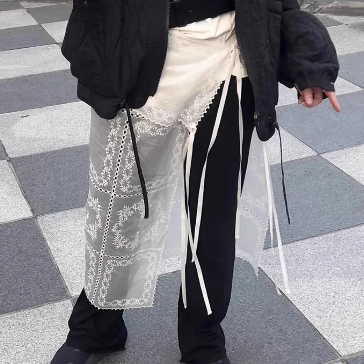 Harajuku Lace Mesh Overlay Skirt - Bottoms - Skirts - 1
