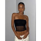 Gothic Mesh Panel Strapless Tube Top - Tops & Tees - Tops - 2