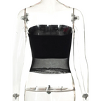 Gothic Mesh Panel Strapless Tube Top - Tops & Tees - Tops - 6