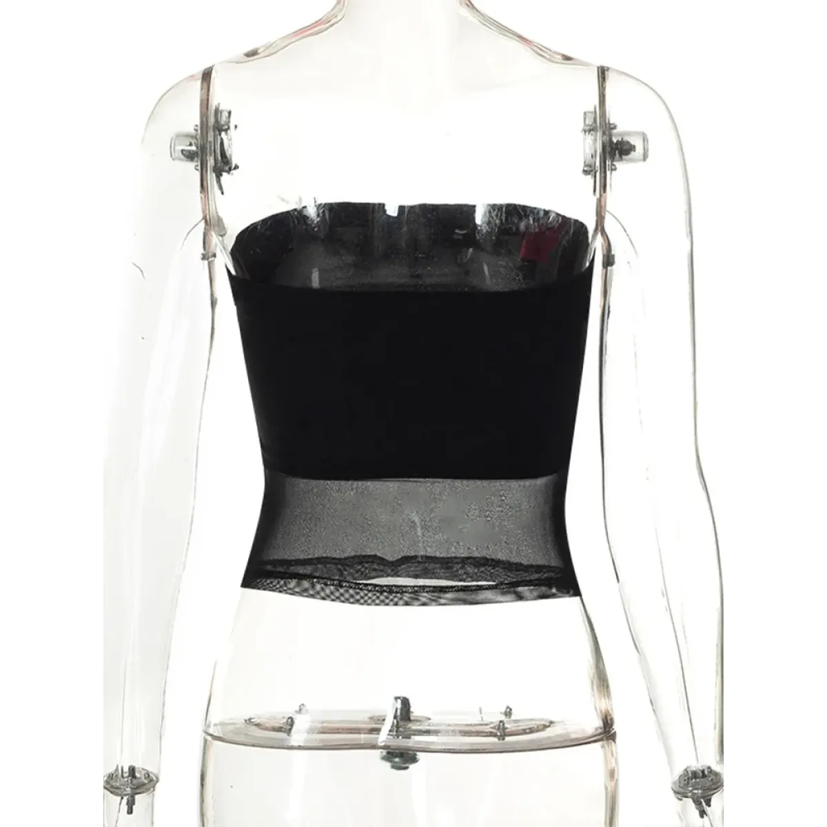 Gothic Mesh Panel Strapless Tube Top - Tops & Tees - Tops - 6