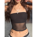 Gothic Mesh Panel Strapless Tube Top - Tops & Tees - Tops - 7