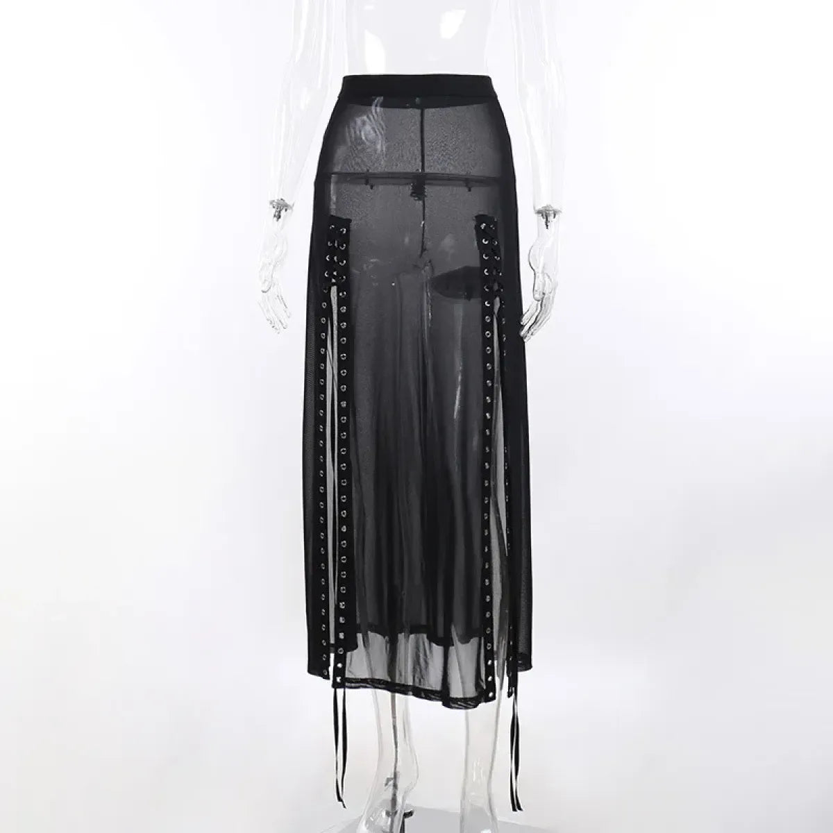 Punk Gothic Eyelet Mesh Skirt - Bottoms - Skirts - 14
