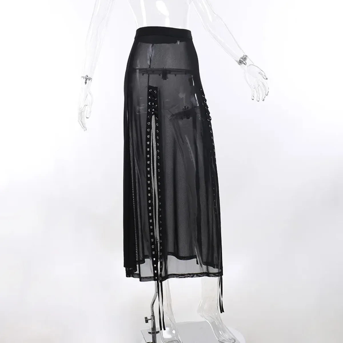 Punk Gothic Eyelet Mesh Skirt - Bottoms - Skirts - 15