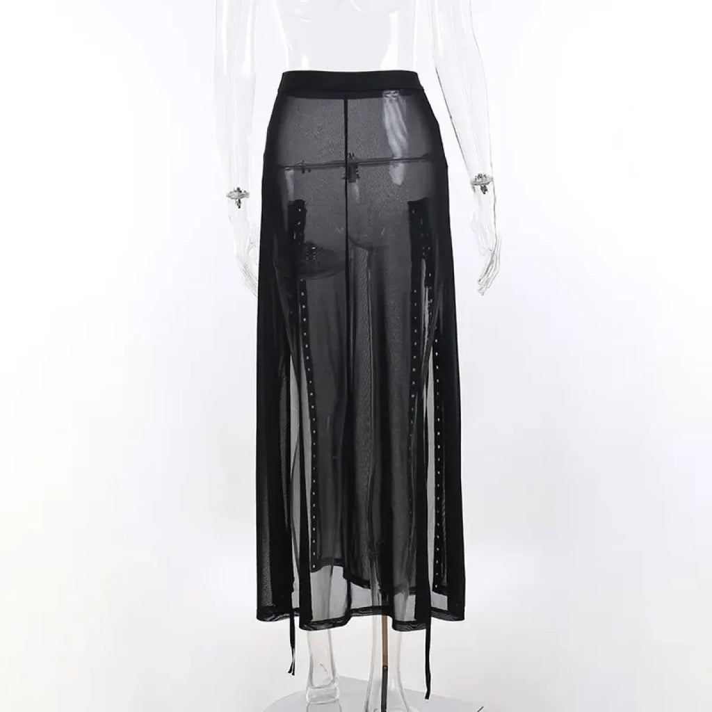 Punk Gothic Eyelet Mesh Skirt - Bottoms - Skirts - 16
