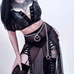 Punk Gothic Eyelet Mesh Skirt - Bottoms - Skirts - 2