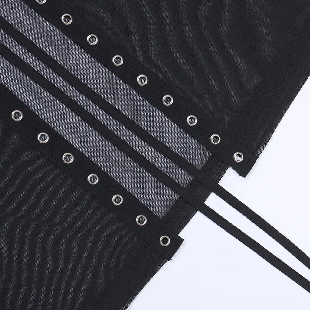 Punk Gothic Eyelet Mesh Skirt - Bottoms - Skirts - 22