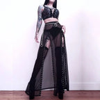 Punk Gothic Eyelet Mesh Skirt - Bottoms - Skirts - 4