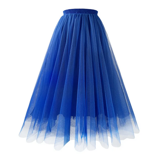Mesh Tulle Pleated A-line Midi Skirt - Bottoms - Skirt - 1