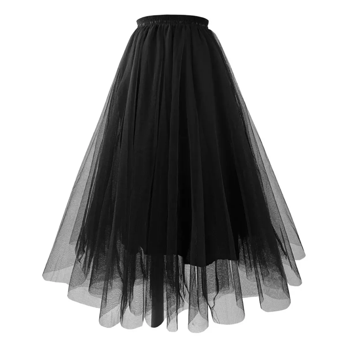 Mesh Tulle Pleated A-line Midi Skirt - Bottoms - Skirt - 14