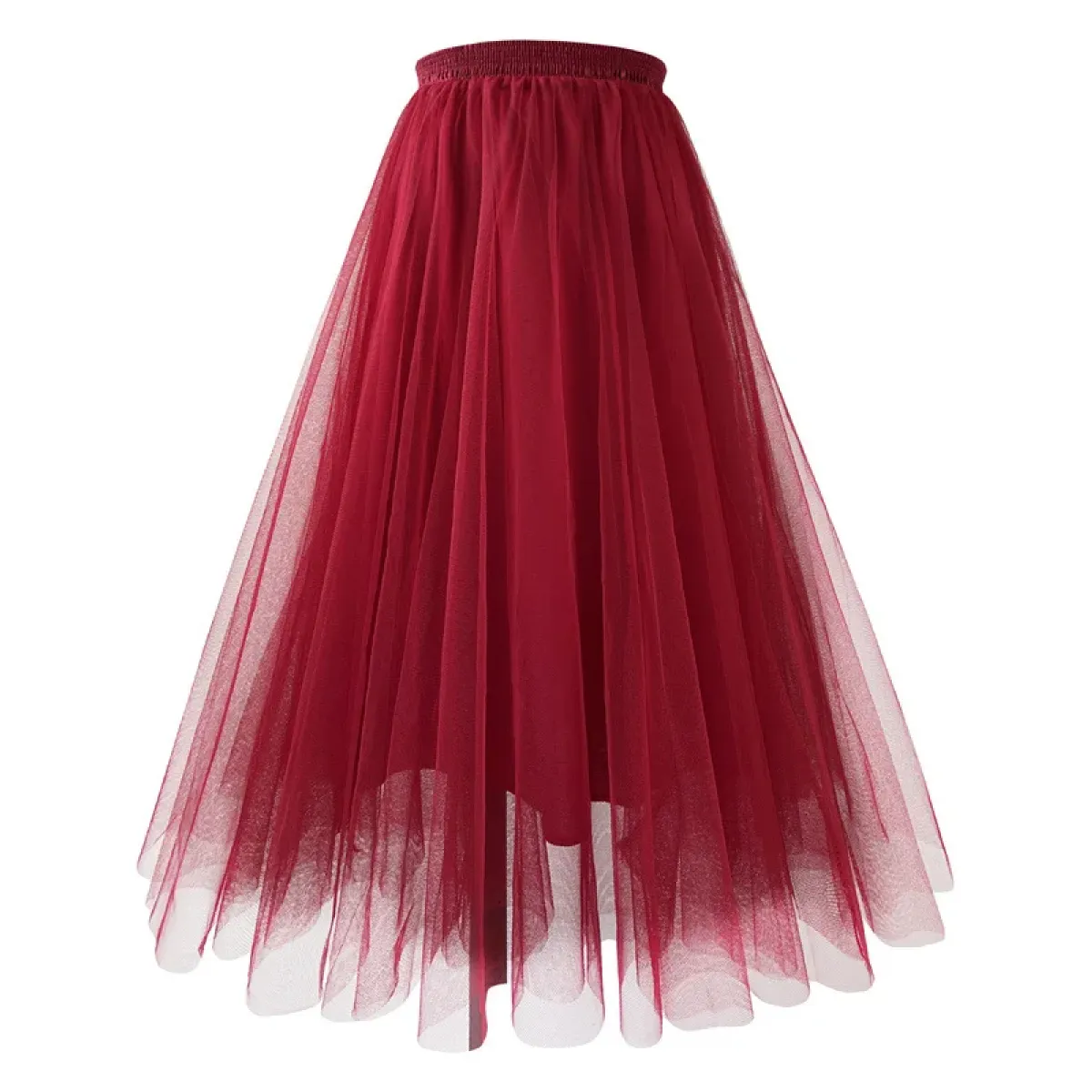 Mesh Tulle Pleated A-line Midi Skirt - Bottoms - Skirt - 15