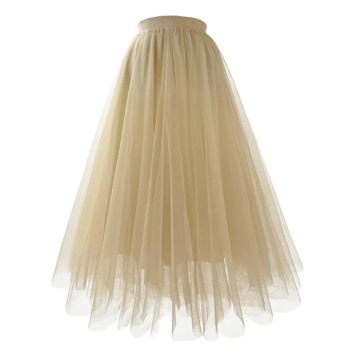 Mesh Tulle Pleated A-line Midi Skirt - Bottoms - Skirt - 2