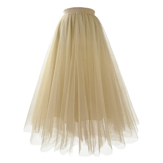 Mesh Tulle Pleated A-line Midi Skirt - Bottoms - Skirt - 2