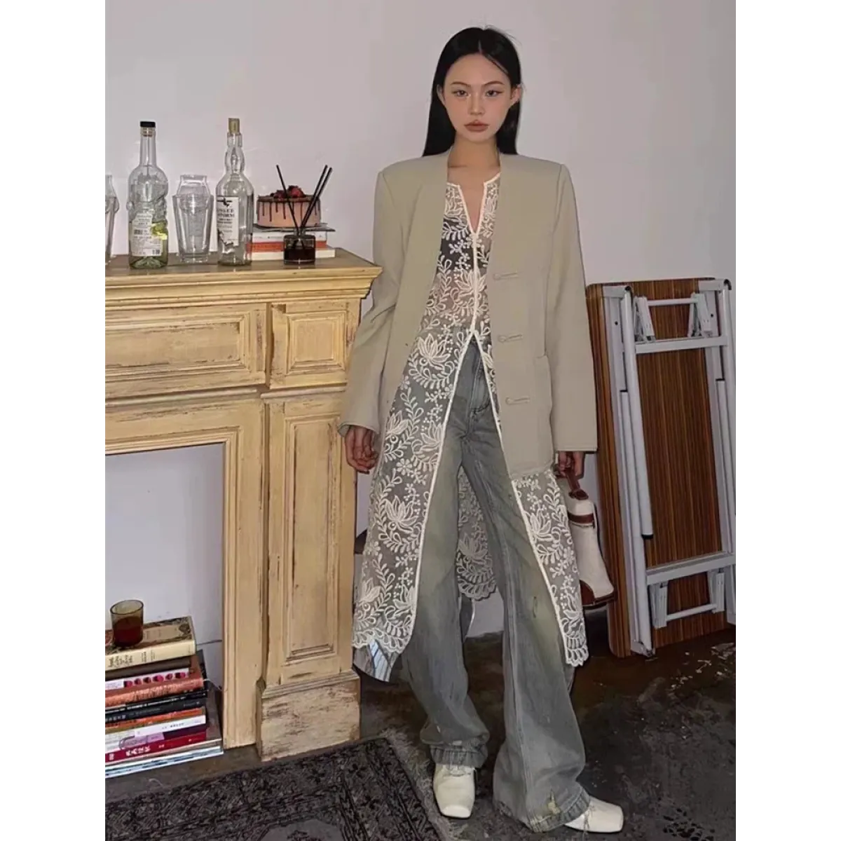 Fairycore Embroidered Lace Split Midi Dress - All Dresses - Midi Dress - 5