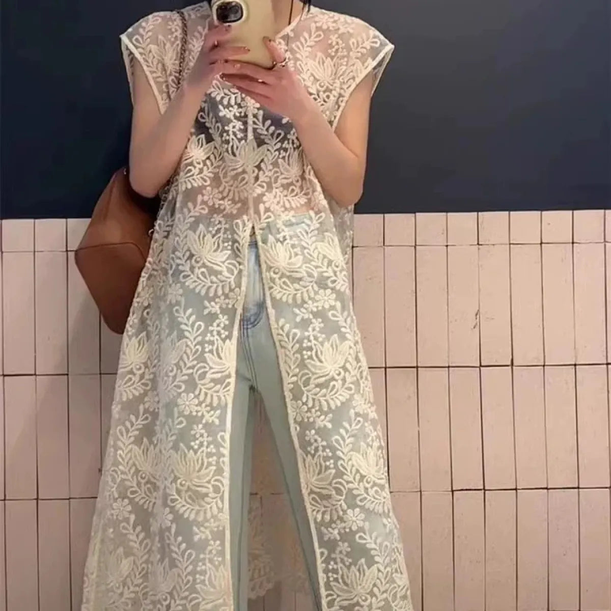 Fairycore Embroidered Lace Split Midi Dress - All Dresses - Midi Dress - 8