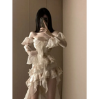 Ruffled Off-Shoulder Irregular Midi Dress - All Dresses - Midi Dress - 3