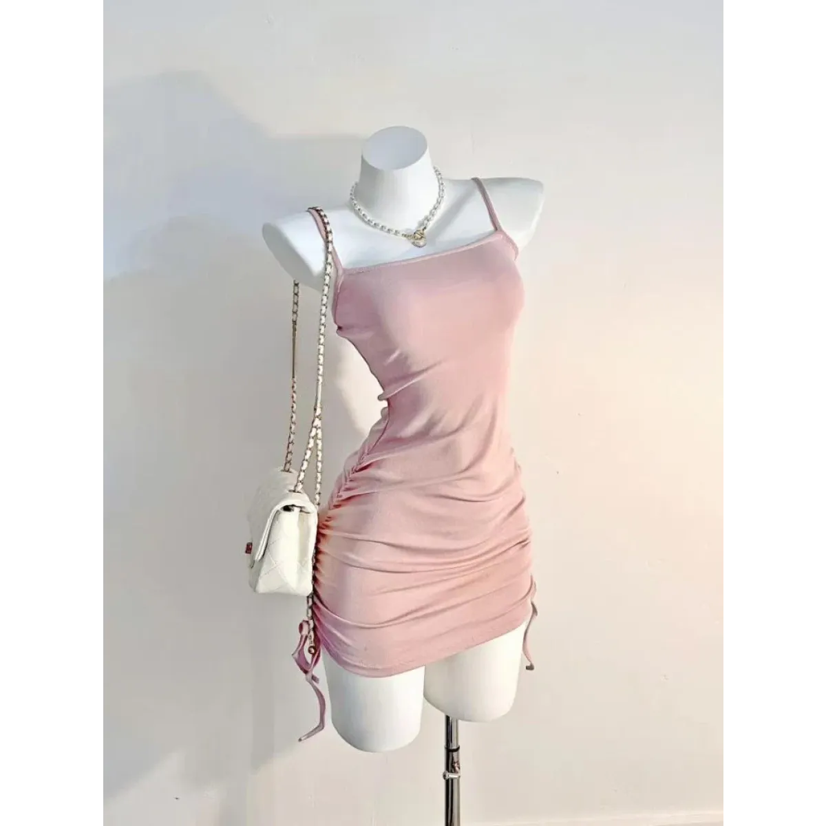 Y2K Bell Sleeve Crop Top & Ruched Mini Dress Set - All Dresses - Sets / Co-ords - 4