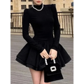 Elegant Patchwork Black Mini Dress - All Dresses - Dresses - 1