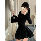 Elegant Patchwork Black Mini Dress - All Dresses - Dresses - 2