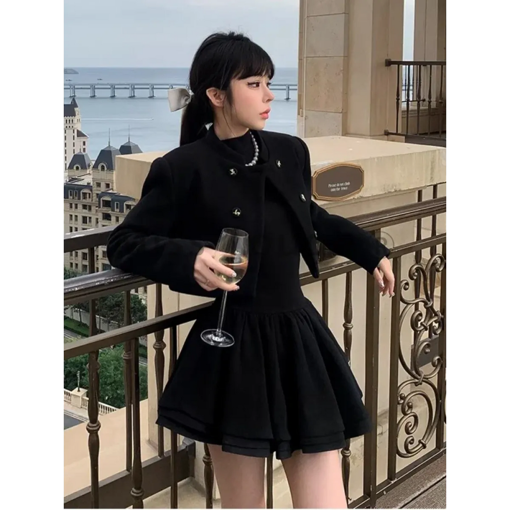 Elegant Patchwork Black Mini Dress - All Dresses - Dresses - 5