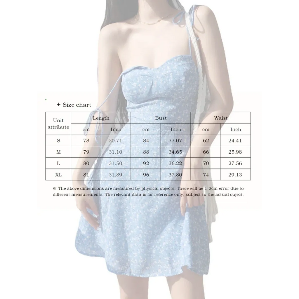 Blue Floral Lace-Up Spaghetti Strap Mini Dress - All Dresses - Mini Dress - 6