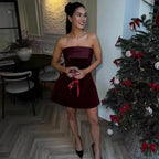 Elegant Velvet Mini Dress - All Dresses - Dresses - 1