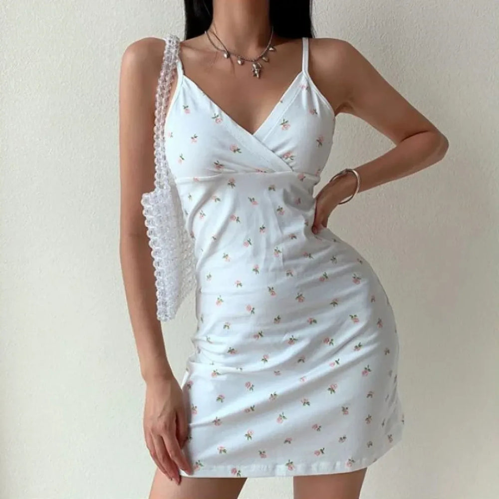 Vintage Floral Spaghetti Strap Mini Dress - All Dresses - Mini Dress - 1