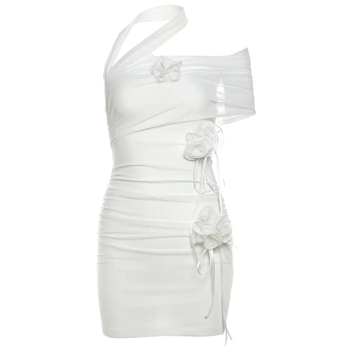 One-Shoulder 3D Flower Mini Dress - All Dresses - Mini Dress - 7