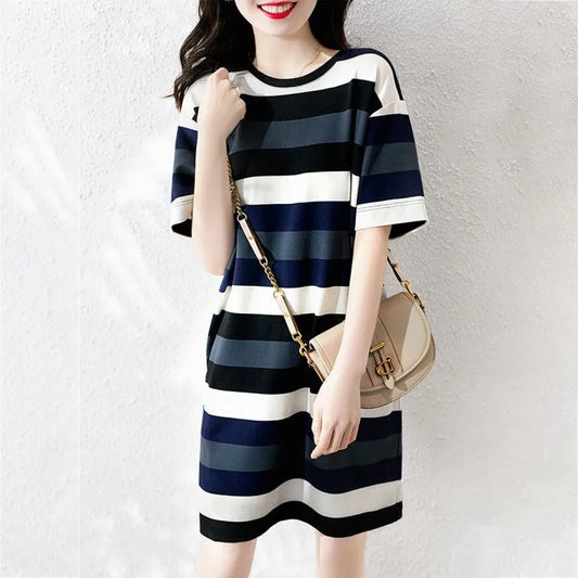 Harajuku Striped Loose Mini Dress - All Dresses - Mini Dress - 1