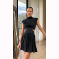 Cutout Waist High Neck Mini Dress - All Dresses - Mini Dress - 11