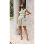 Cutout Waist High Neck Mini Dress - All Dresses - Mini Dress - 7