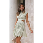 Cutout Waist High Neck Mini Dress - All Dresses - Mini Dress - 8
