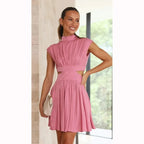 Cutout Waist High Neck Mini Dress - All Dresses - Mini Dress - 10