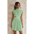 Cutout Waist High Neck Mini Dress - All Dresses - Mini Dress - 12