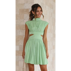 Cutout Waist High Neck Mini Dress - All Dresses - Mini Dress - 12