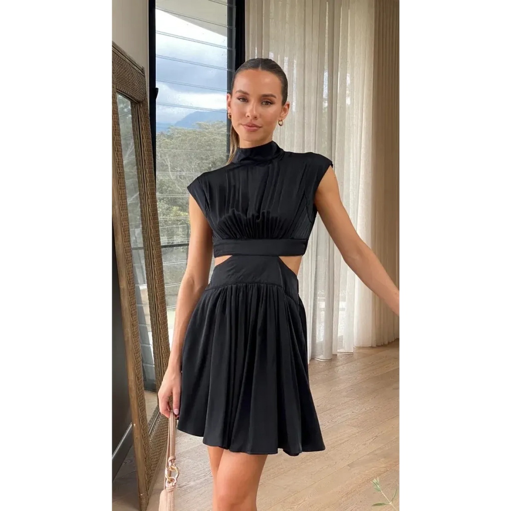 Cutout Waist High Neck Mini Dress - All Dresses - Mini Dress - 6