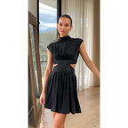 Cutout Waist High Neck Mini Dress - All Dresses - Mini Dress - 6