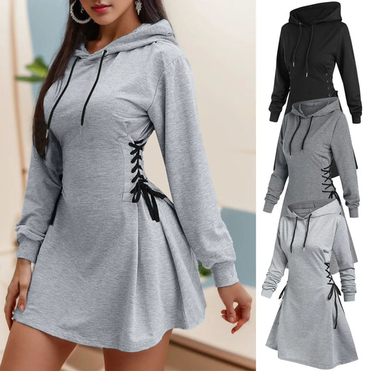 Chic Tie-Waist Mini Dress Hoodie - All Dresses - Dresses - 1 - 2024