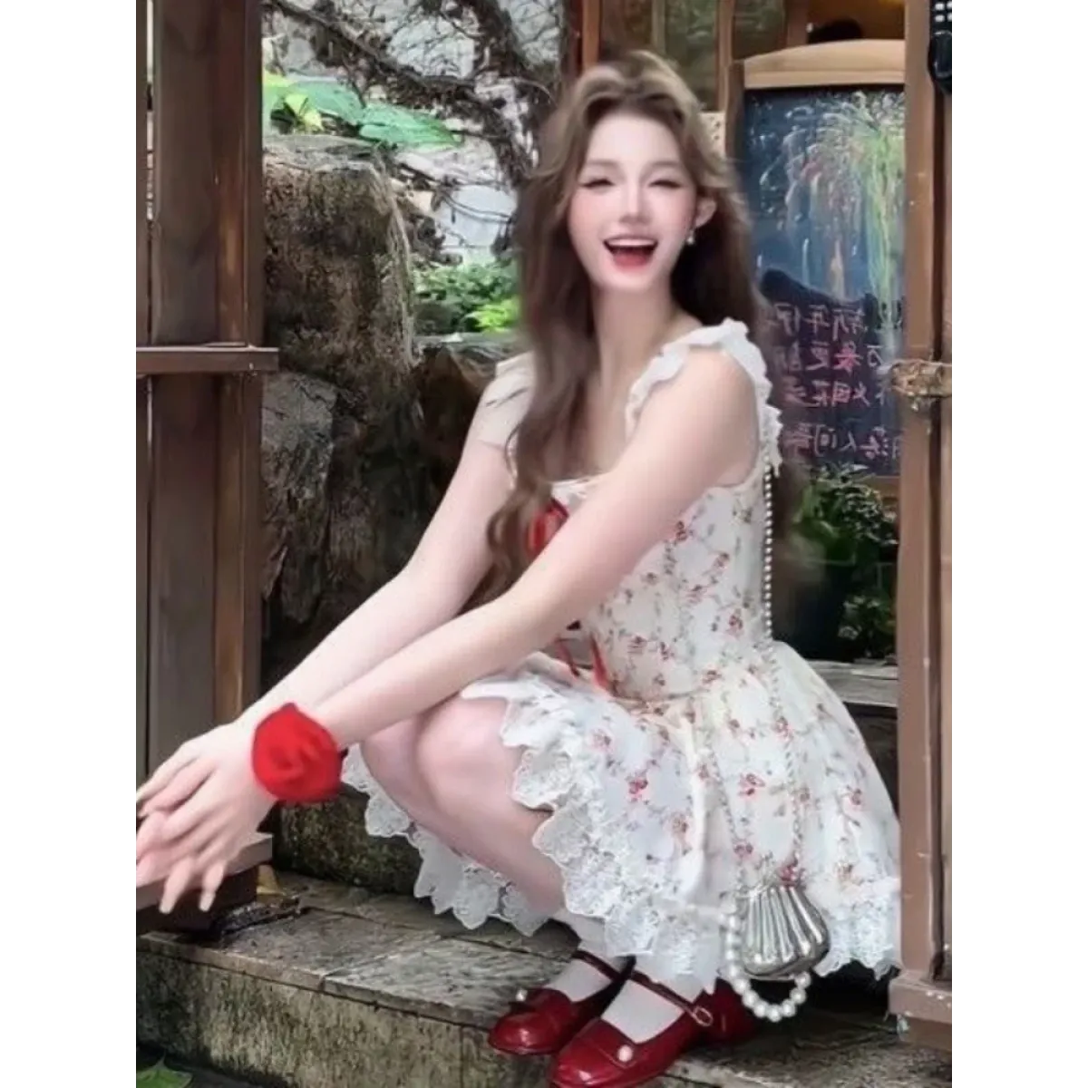 Y2K Floral Lace Mini Dress Set with Knit Cardigan - All Dresses - Sets / Co-ords - 6