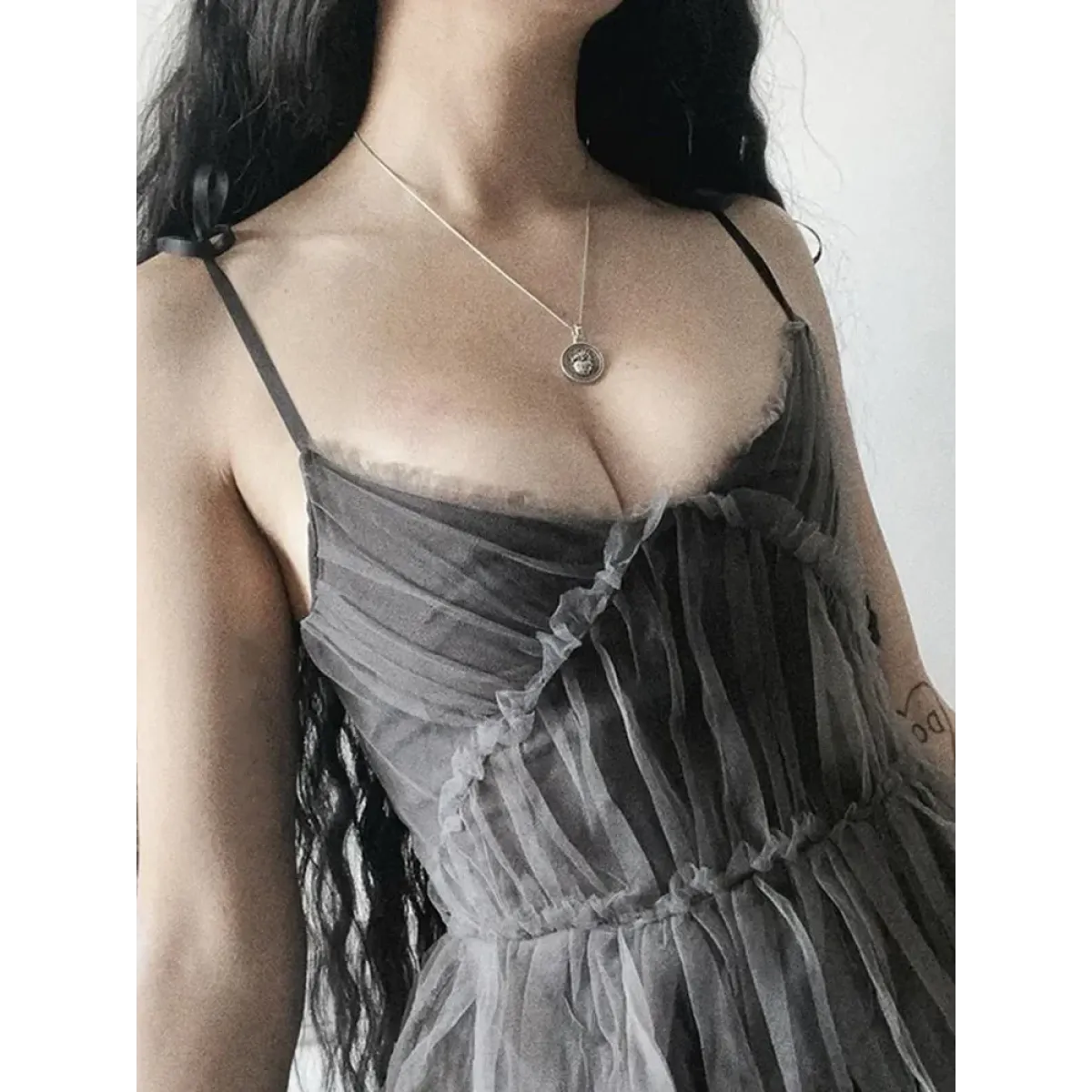 AltGoth Mesh Patchwork Lace-Up Mini Dress - All Dresses - Mini Dress - 3