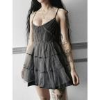 AltGoth Mesh Patchwork Lace-Up Mini Dress - All Dresses - Mini Dress - 4