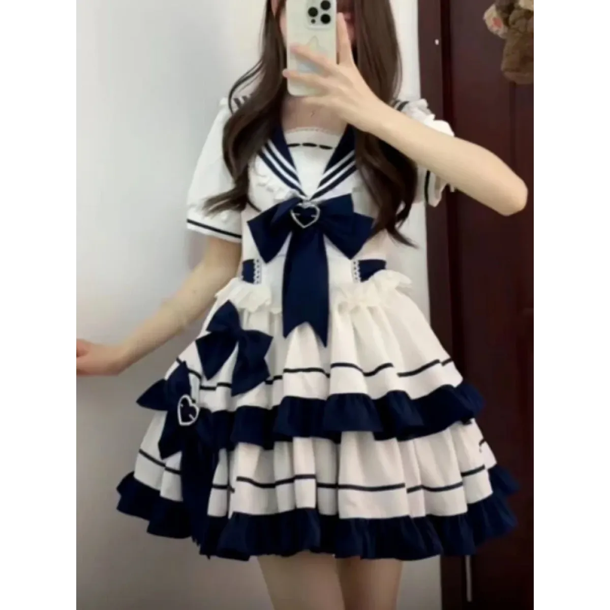 Fairy Sailor Bow Puff Sleeve Mini Dress - All Dresses - Mini Dress - 1