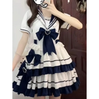 Fairy Sailor Bow Puff Sleeve Mini Dress - All Dresses - Mini Dress - 2