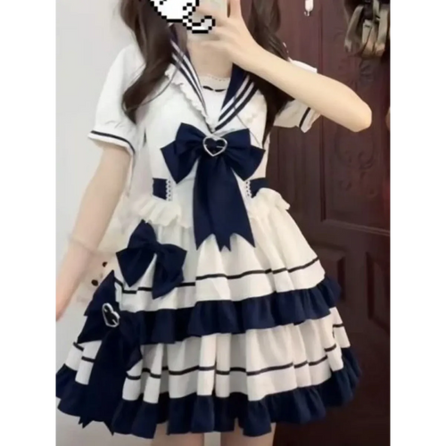 Fairy Sailor Bow Puff Sleeve Mini Dress - All Dresses - Mini Dress - 2