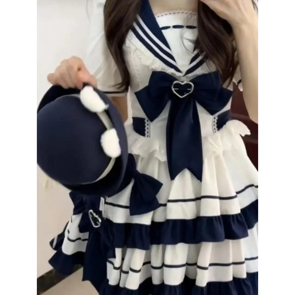 Fairy Sailor Bow Puff Sleeve Mini Dress - All Dresses - Mini Dress - 3