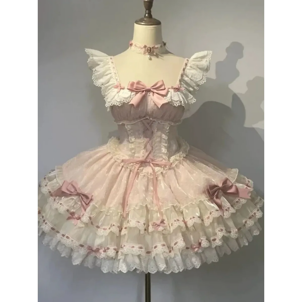 Sweet Princess Lace Bow Lolita Mini Dress - All Dresses - Lolita Dress - 8